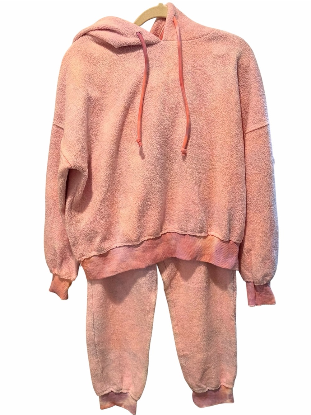 Storia Pink Tie Dye Sherpa Lounge Set Hoodie Joggers Matching Set Medium NWT